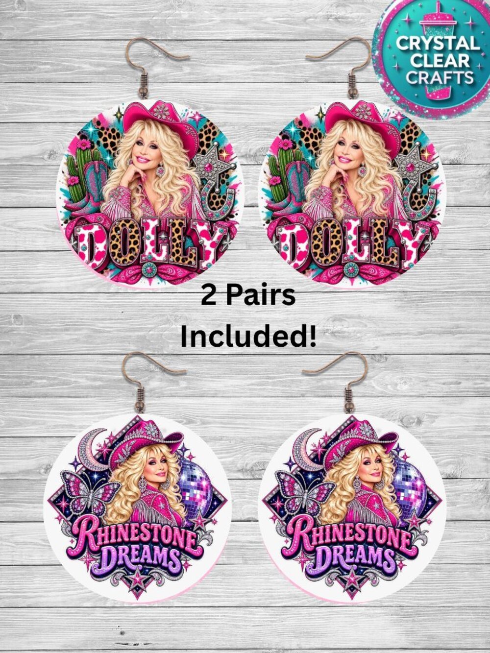 Two Pairs of Dolly Parton Earrings